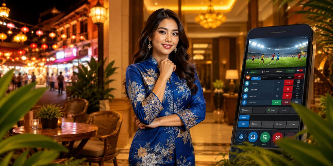 Pengguna Malaysia dalam pakaian baju kurung mengakses kasino dalam talian melalui aplikasi mudah alih di Melaka